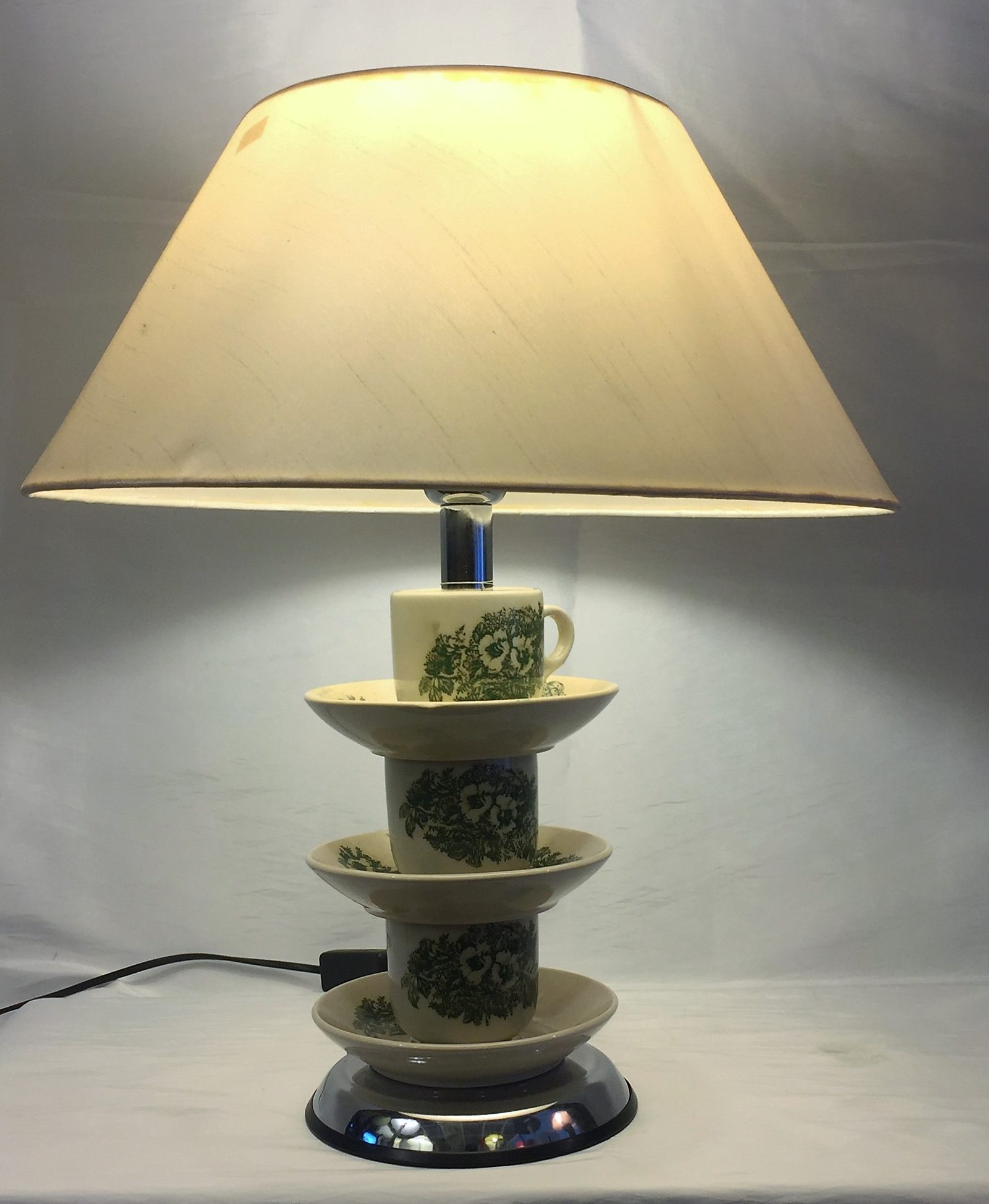Custom lamp built from a decorative cup base